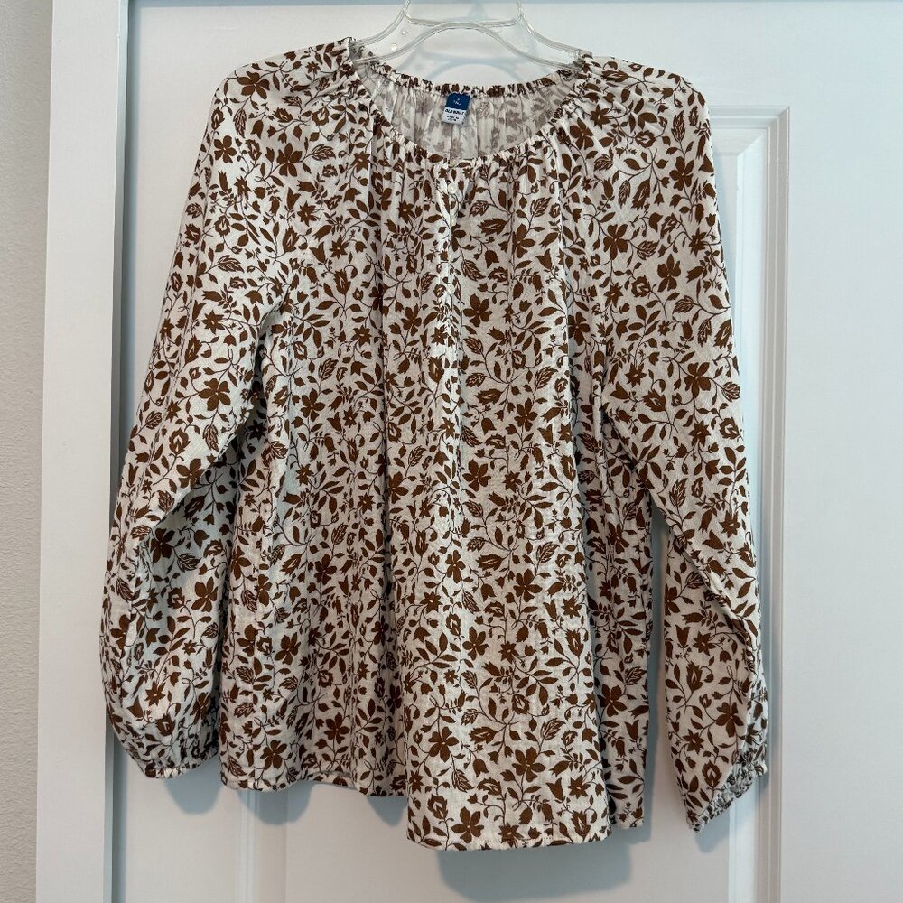 Old Navy Women's Blouse Long Puff Sleeves Size S Tall Good Condition